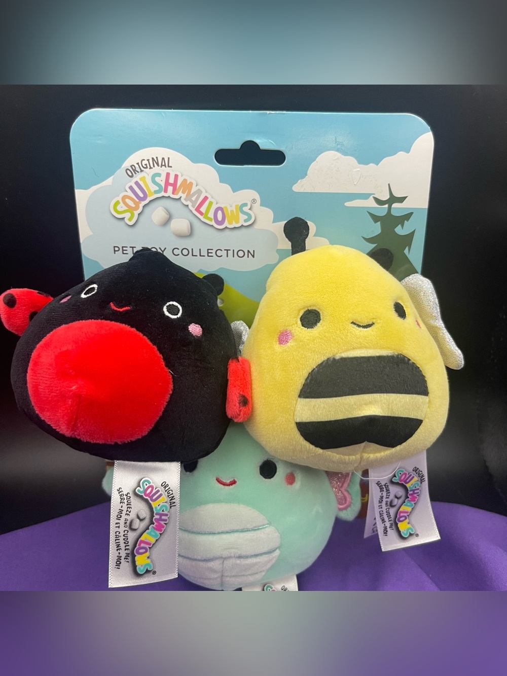 NWT Kellytoy Squishmallows Pet Toys Bugs Life Collection 3pk Dog Plush Set